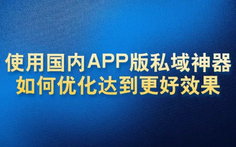 使用国内APP版私域神器如何优化达到更好效果