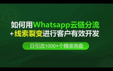 如何用WhatsApp云链分流+线索裂变进行客户有效开发做到每日引流1000+个出海业务精准询盘