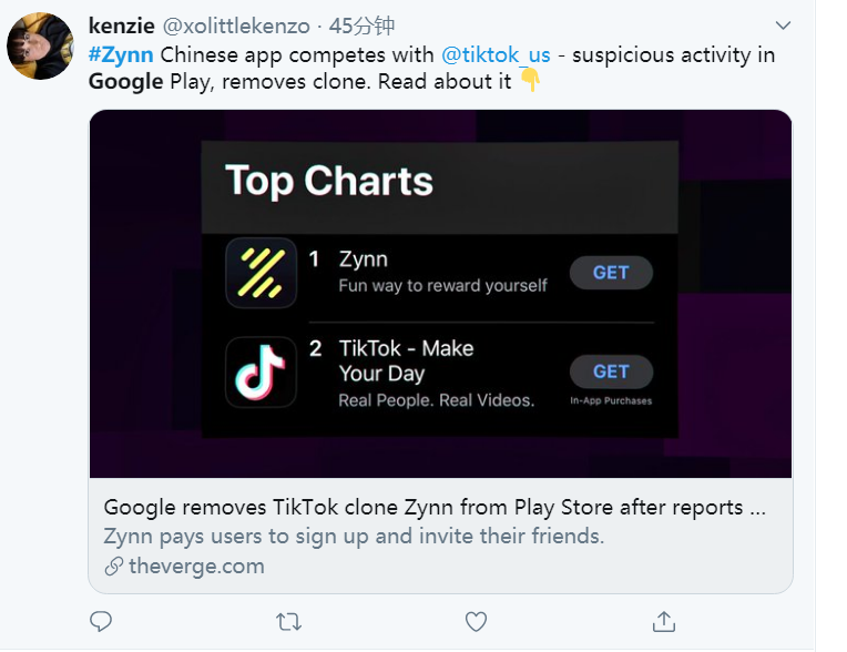 快手海外Zynn登顶美榜后被Google下架 近期新增被封杀出海App盘点