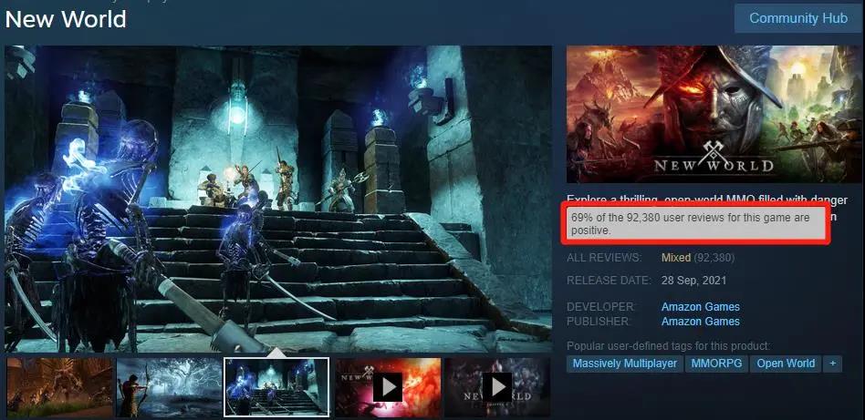 亚马逊翻身：《新世界》在线超91万，游戏商店Vapor曝光