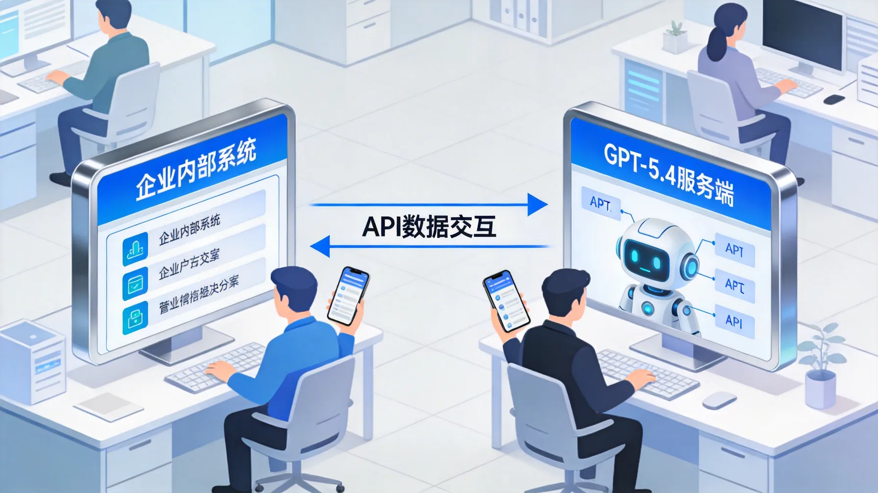 GPT‑5.4 在企业系统中的集成架构示意图