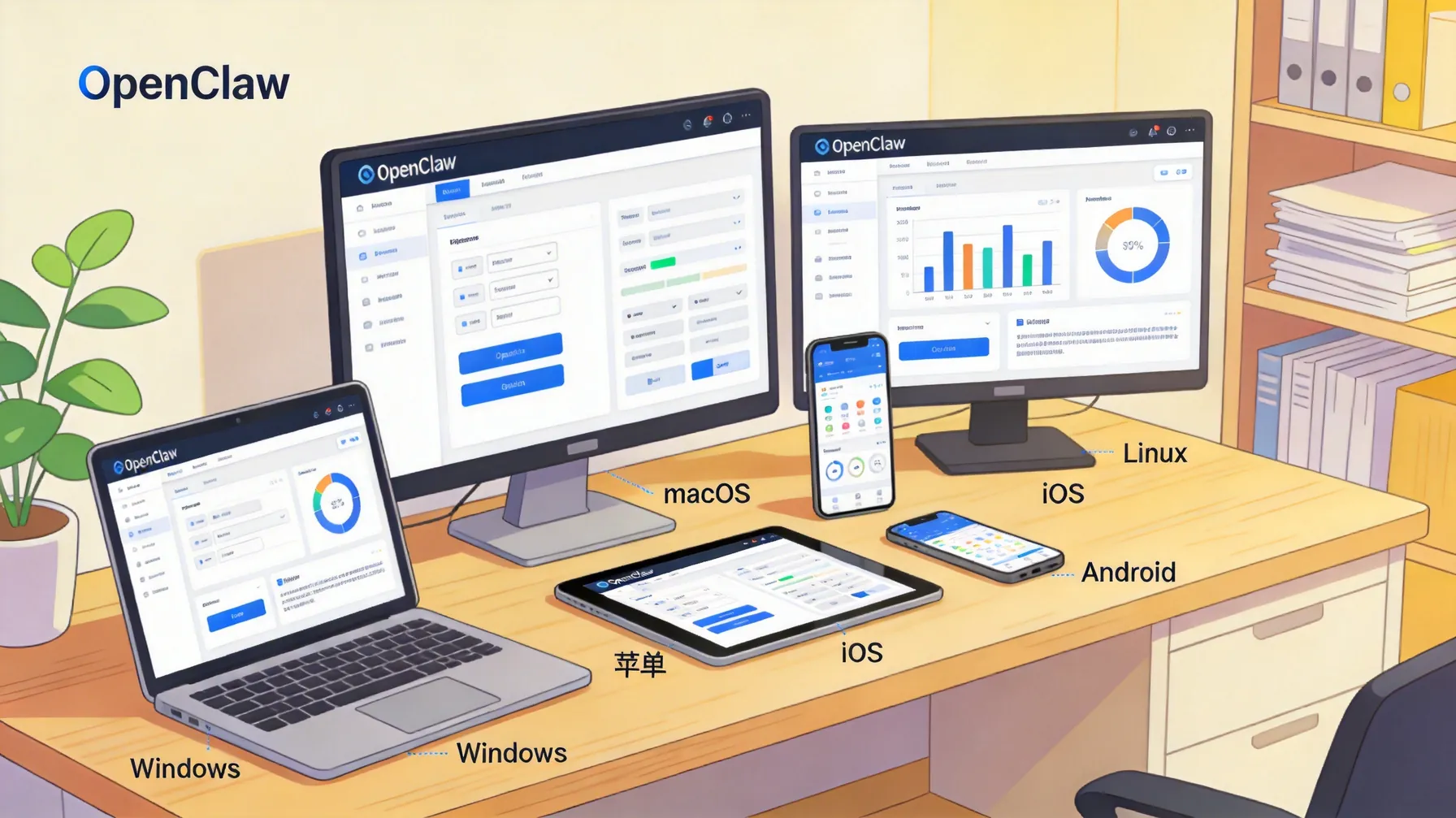 OpenClaw多平台支持示意图